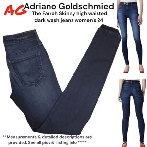 AG Adriano Goldschmied The Farrah Skinny high waisted dark wash jeans women's 24
